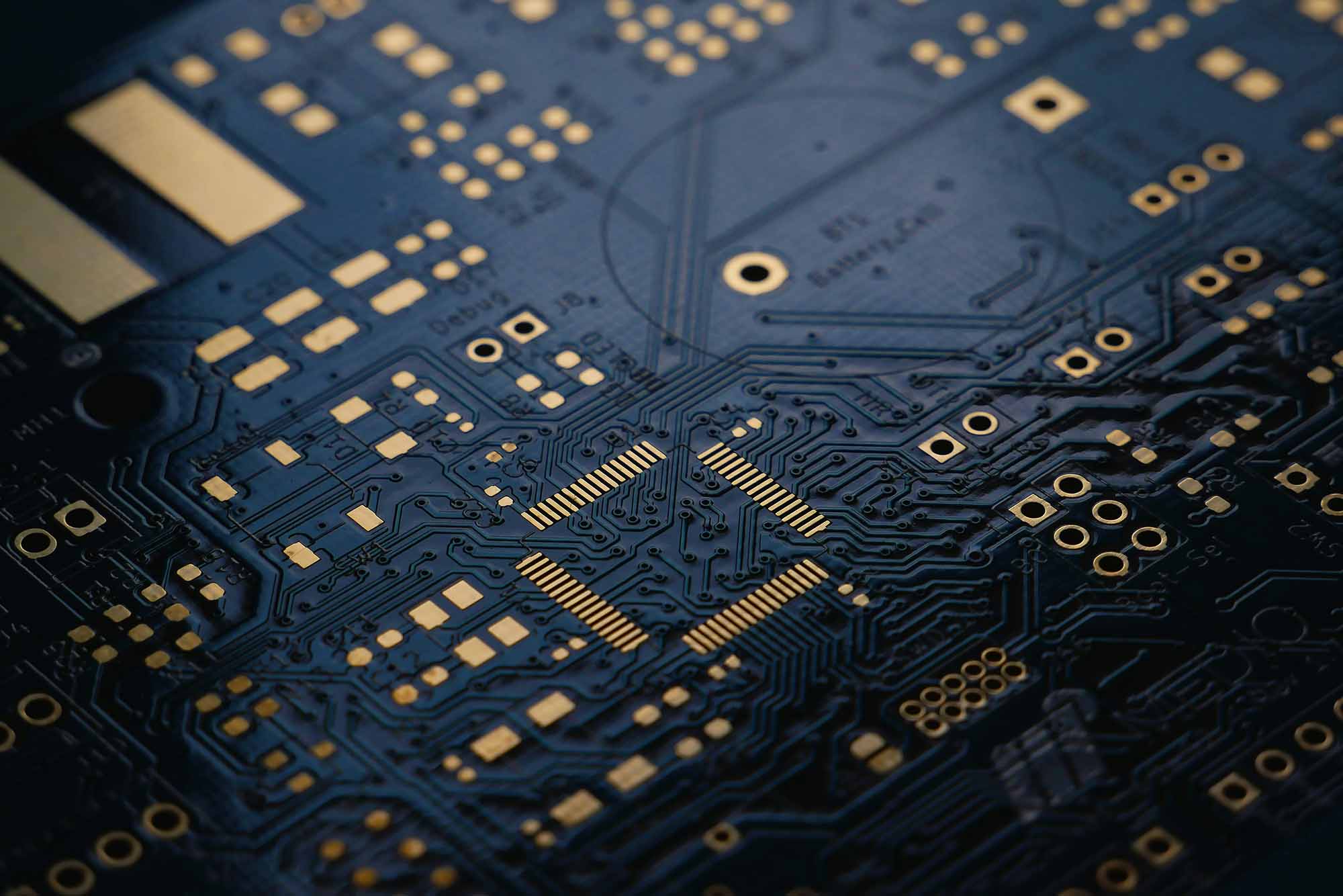 A close-up view of semiconductor circuitry